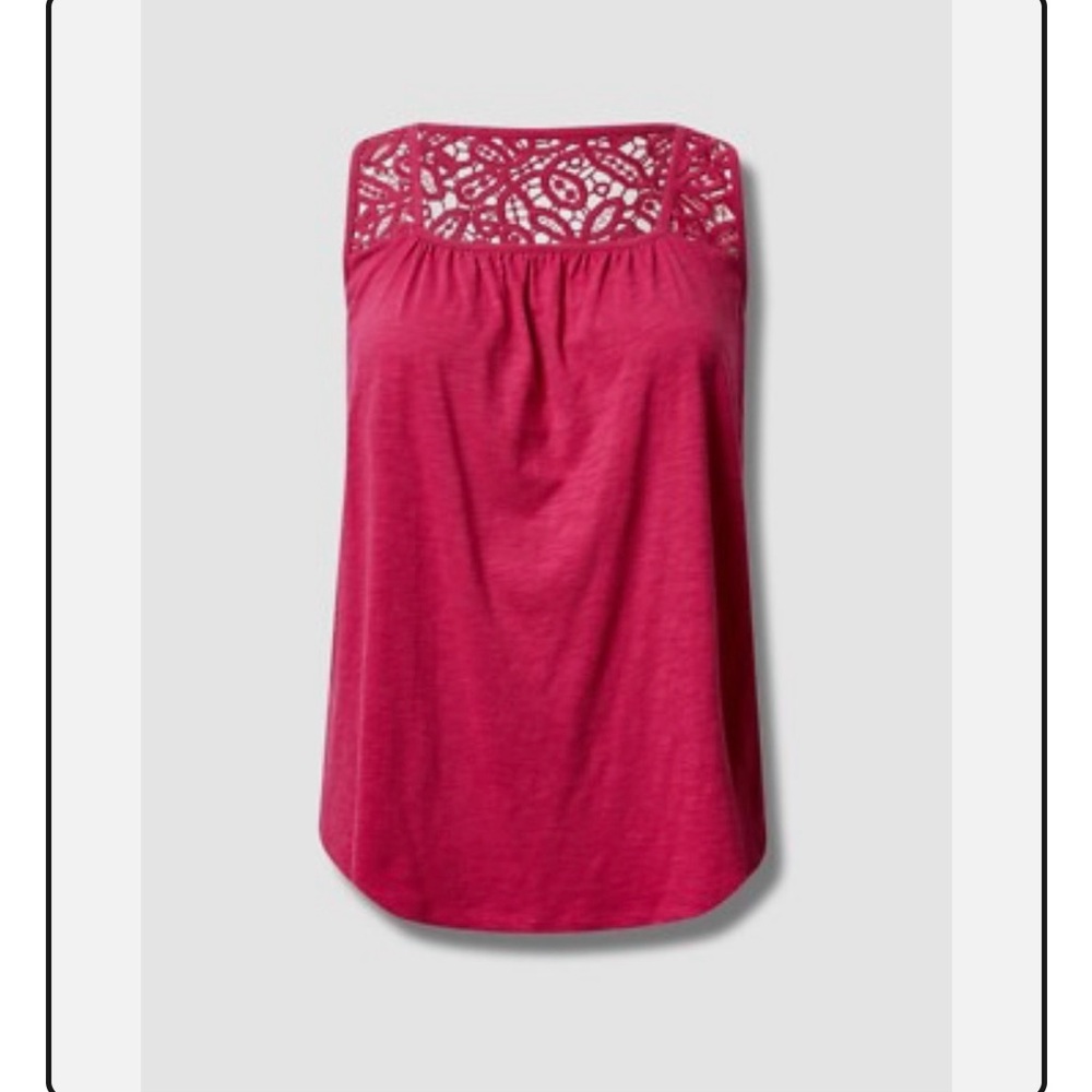 Torrid 00 Knit Square Neck Lace Inset Tank.